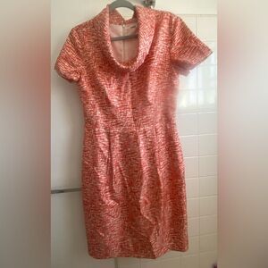 Banana Republic Mad Men Collection 100% Silk Orange Cowl Neck Dress